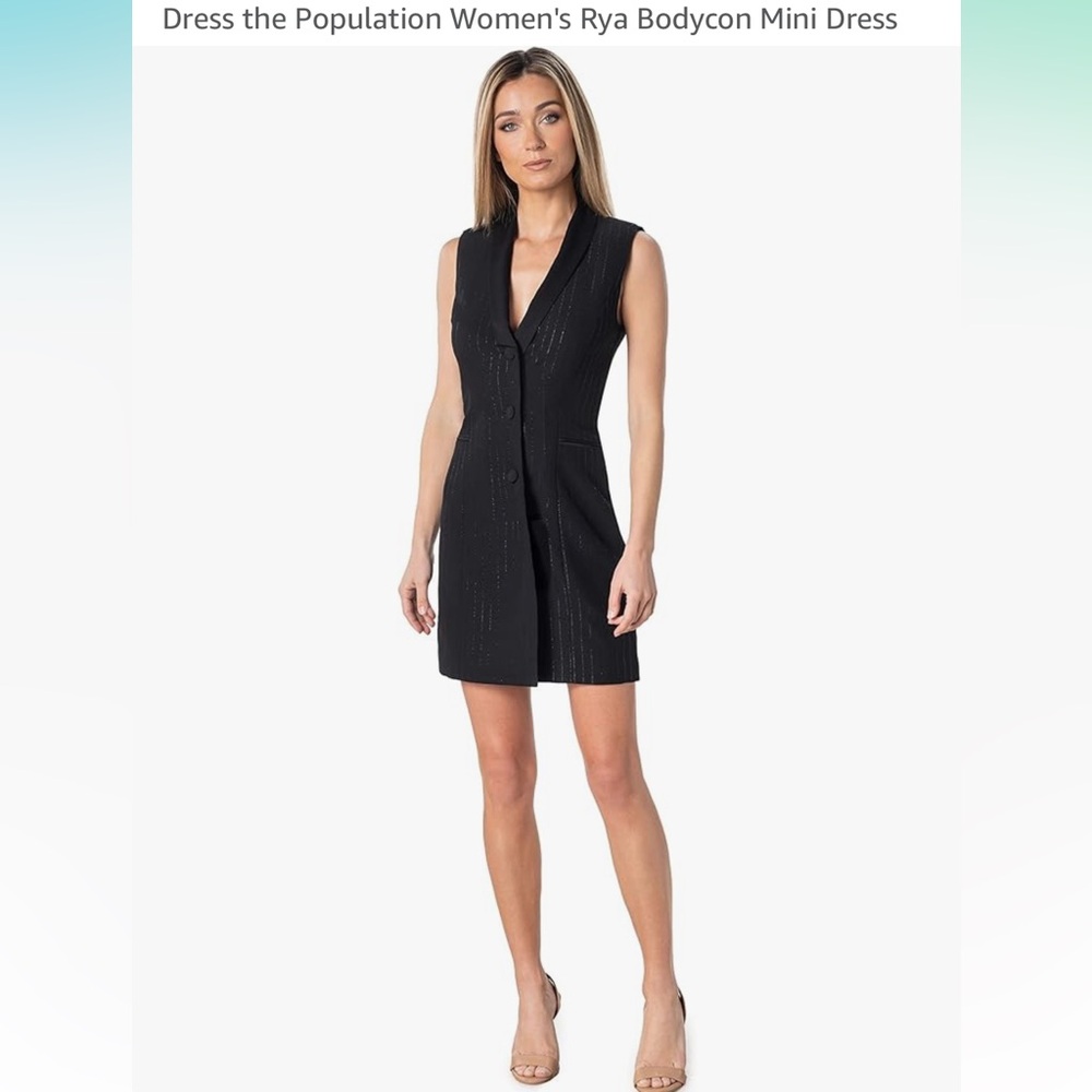 Dress The Population Rya Blazer Dress Size XL
Silver pinned stripped